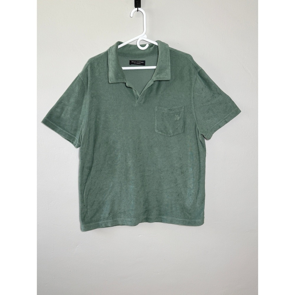 Marc O'Polo Polo Shirt Men XXL Green Terry Cloth Pocket Scandi Beachwear‎ Casual